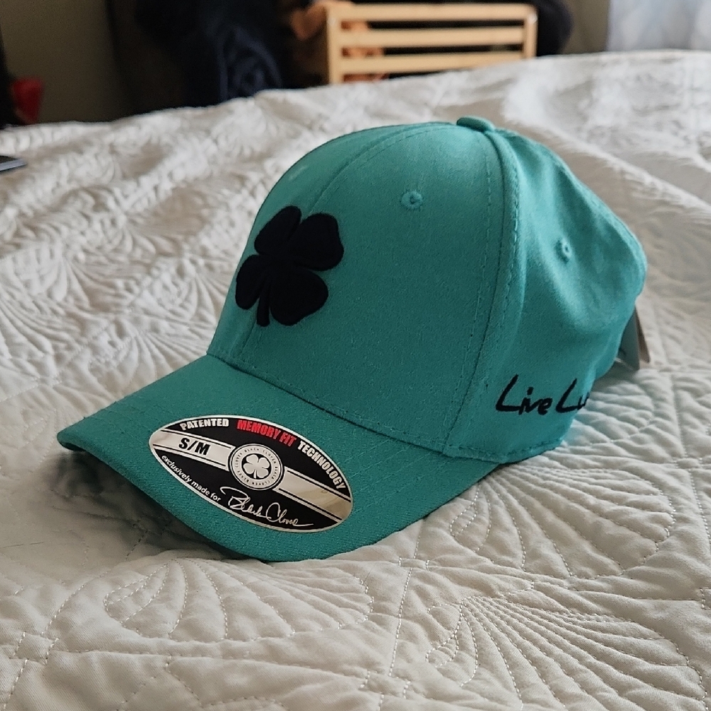 Teal Black Clover Fitted Golf/baseball Cap